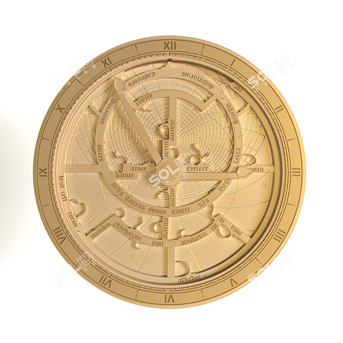 Title: Astrolabe-inspired 3D Printed Wall Clock 3D model image 1