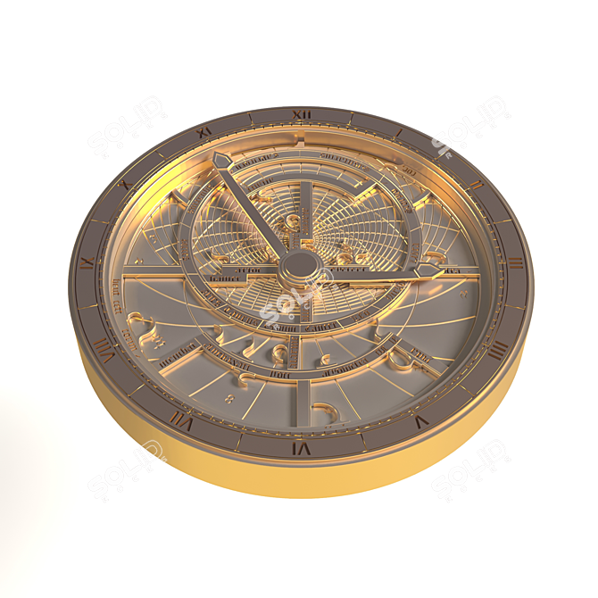 Title: Astrolabe-inspired 3D Printed Wall Clock 3D model image 2