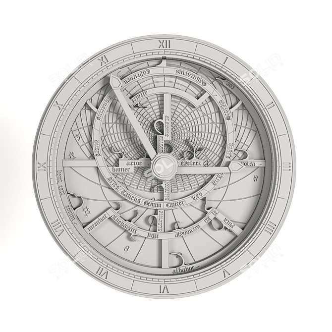 Title: Astrolabe-inspired 3D Printed Wall Clock 3D model image 3