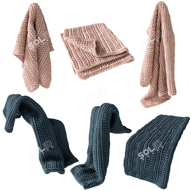 Cozy Home Chunky Knit Throw 3D model image 1