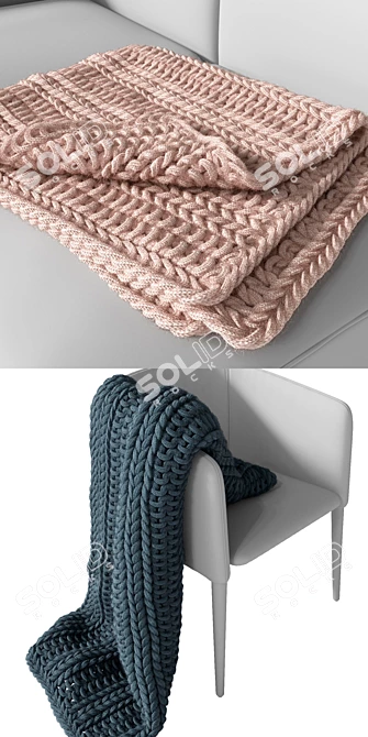 Cozy Home Chunky Knit Throw 3D model image 2