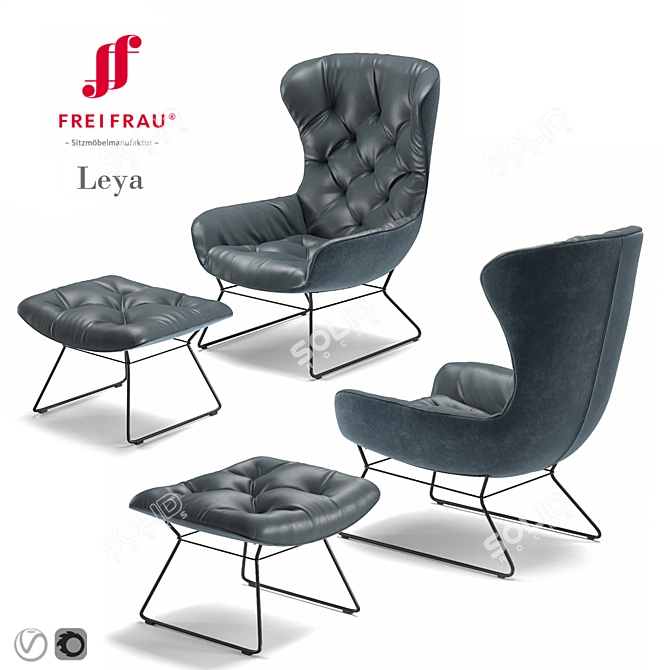 Freifrau Leya Wingback Chair 3D model image 1