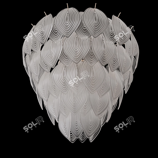 Vintage Murano Frosted Glass Chandelier 3D model image 1