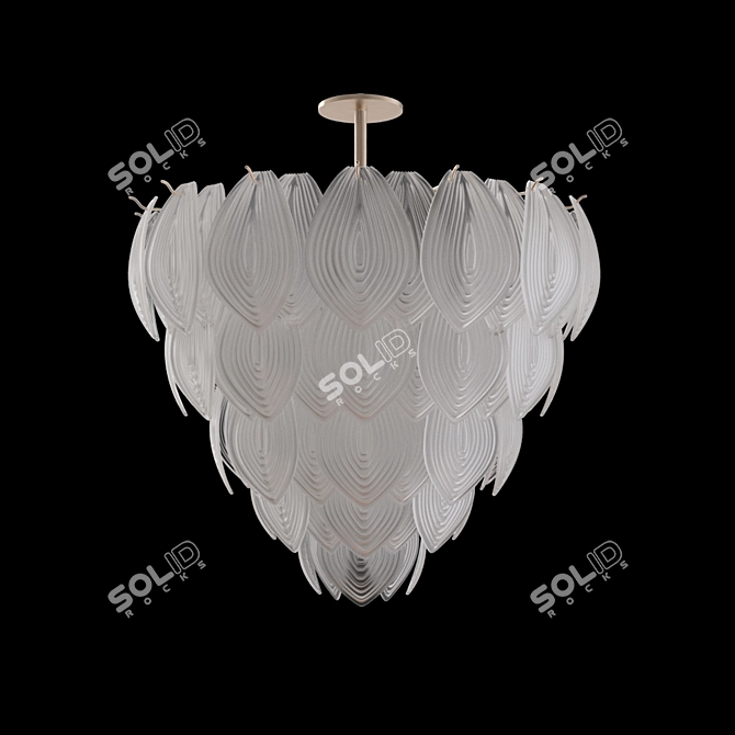 Vintage Murano Frosted Glass Chandelier 3D model image 2