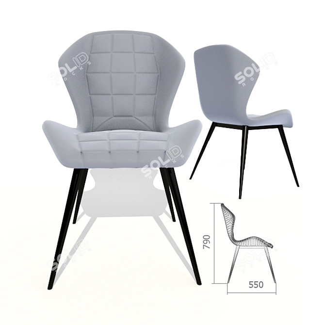 Modern Grey Fabric and Metal Chair 3D model image 1