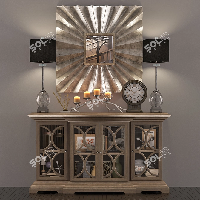 Sunburst Mirror: Harlowe Art Deco Square 3D model image 1