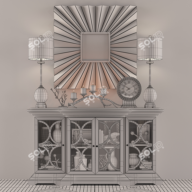 Sunburst Mirror: Harlowe Art Deco Square 3D model image 3