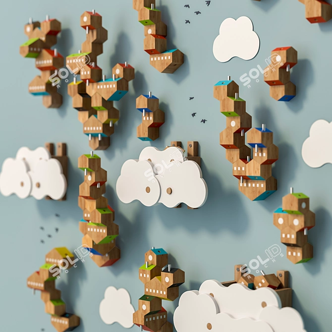 Cloudy Sky Village Set 3D model image 2