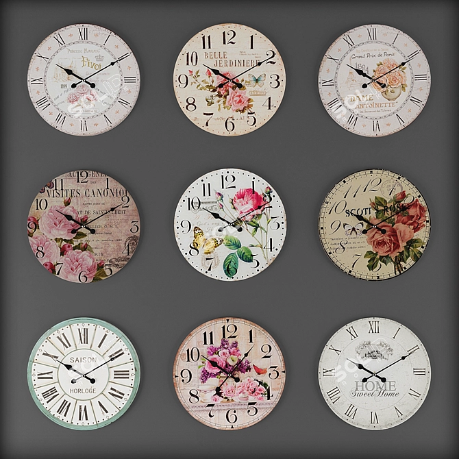 Time Pieces Wall Clock Collection 3D model image 1