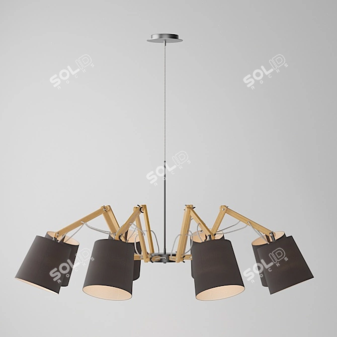Pinocchio Modern Black Cone Pendant 3D model image 1