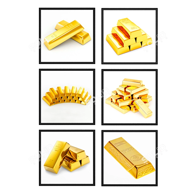 Golden Bars Poster Set 3D model image 1