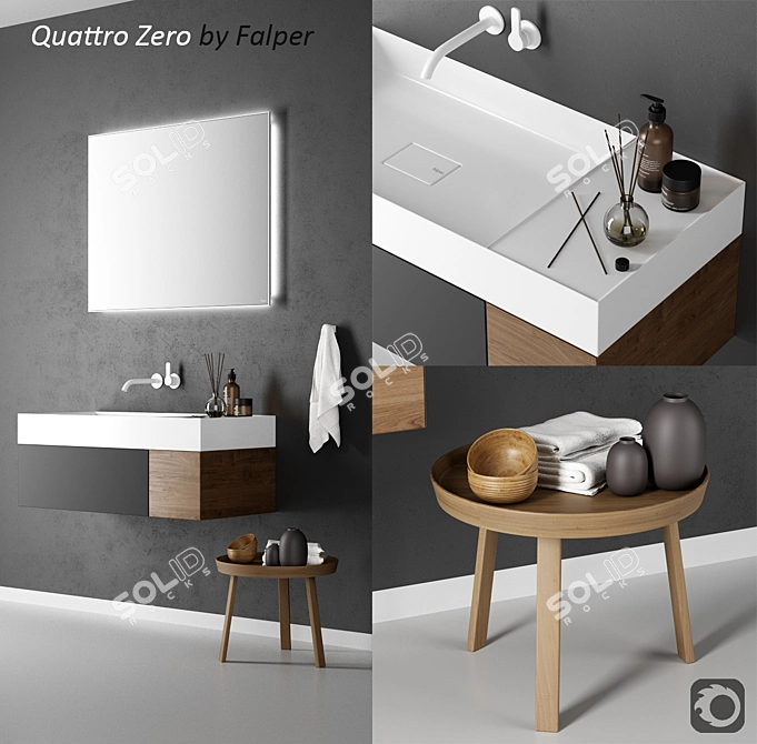 Quattro.Zero Wall-Mounted Washbasin 3D model image 1