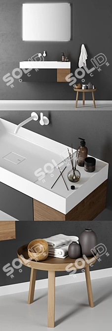 Quattro.Zero Wall-Mounted Washbasin 3D model image 2