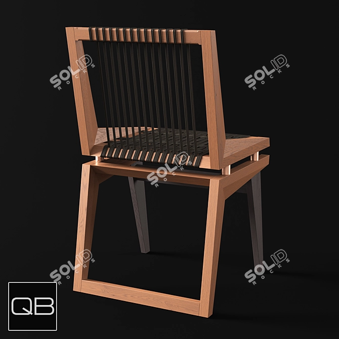 OM Celar Chair - Handcrafted Solid Wood with Woven Seat 3D model image 2