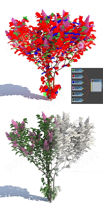 Lilac Bush Trio: Beautiful and Detailed 3D model image 3