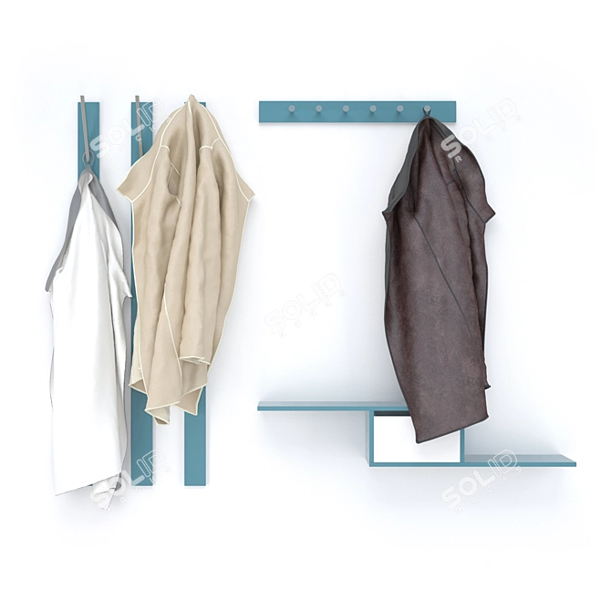 Compact Coat Rack Set 3D model image 1