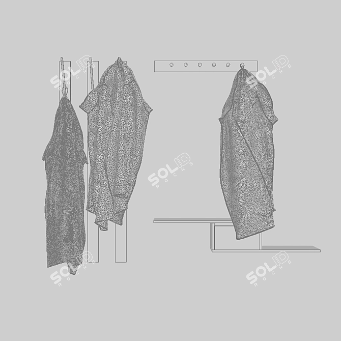 Compact Coat Rack Set 3D model image 2