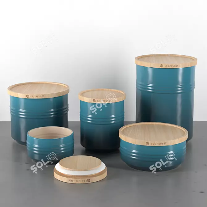 Le Creuset Storage Jars: Stylish & Functional 3D model image 2