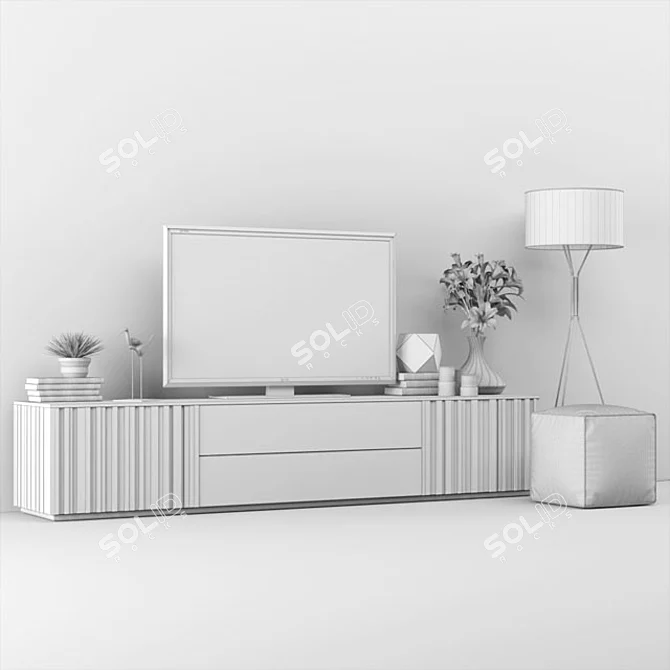 Modern TV Stand with 8 Shelves 3D model image 3