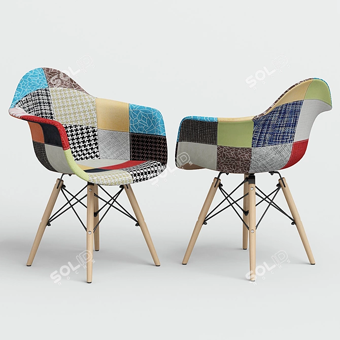 Eames-Inspired Patchwork Chair 3D model image 1