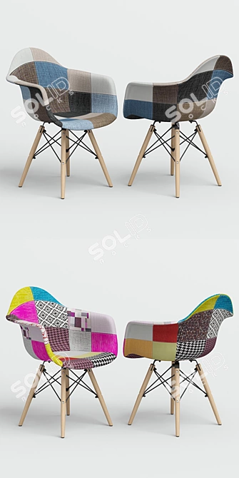 Eames-Inspired Patchwork Chair 3D model image 2