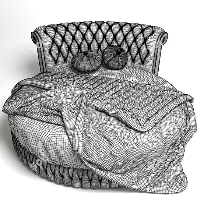 Title: Italian Luxury Round Bed in Classic Style 3D model image 2