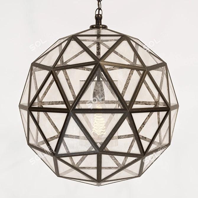 Elegant Aged Iron Pendant Light 3D model image 1