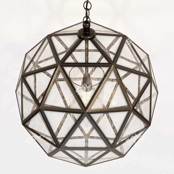 Elegant Aged Iron Pendant Light 3D model image 2