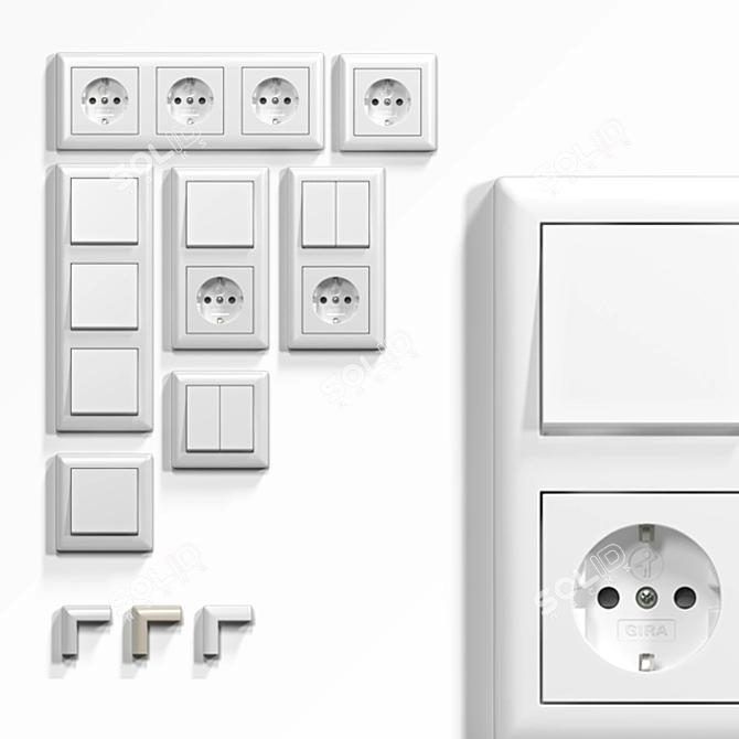 Gira Standard 55: Complete Set of Switches and Sockets 3D model image 1