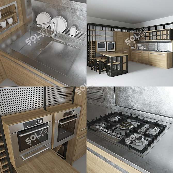 Italian Kitchen Roveretto: Sleek Design with Ilve Technology 3D model image 2