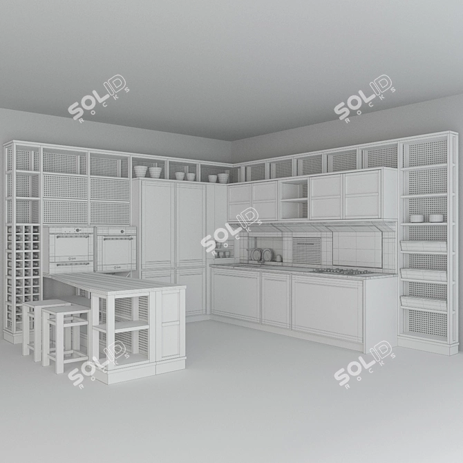 Italian Kitchen Roveretto: Sleek Design with Ilve Technology 3D model image 3