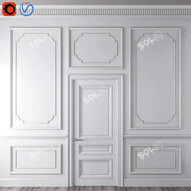 Elegant Crown Molding Trim 3D model image 1