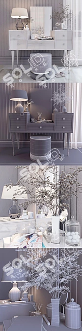 Elegante Console Makeup & Decor 3D model image 3