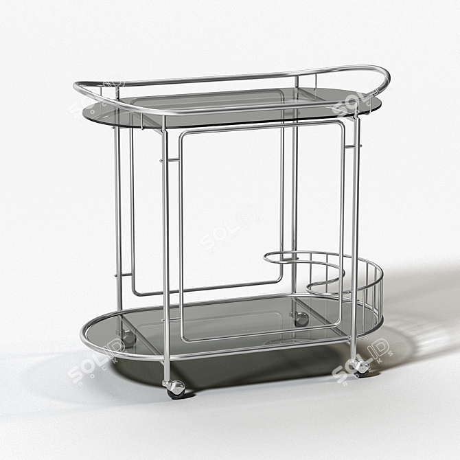 Sleek Stainless Steel Bar Cart 3D model image 1