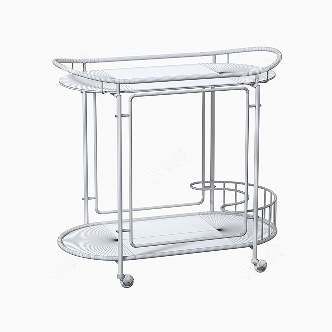 Sleek Stainless Steel Bar Cart 3D model image 2