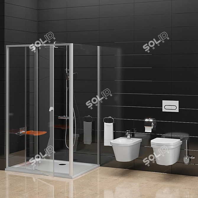 Ravak Pivot Shower & Chrome Toilet Set 3D model image 1