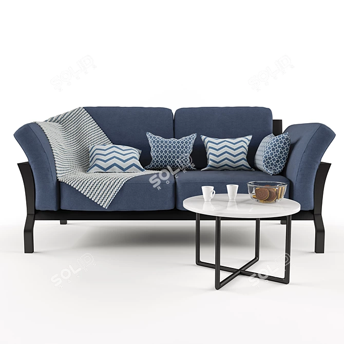 Title: Modern Style Sofa with Coffee Set 3D model image 1