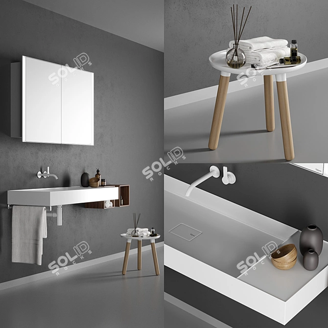 Quattro.Zero Washbasin: Sleek Design, Premium Materials 3D model image 1