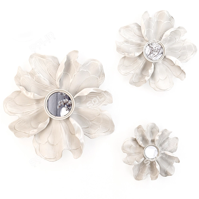 White Flower Wall Decor: Elegant Resin Art 3D model image 1