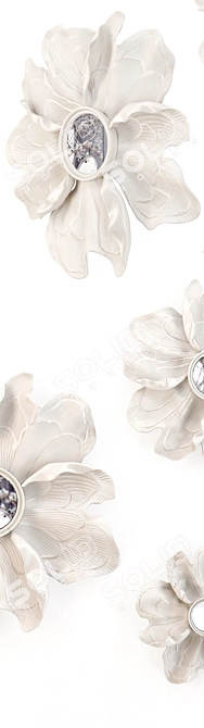 White Flower Wall Decor: Elegant Resin Art 3D model image 2