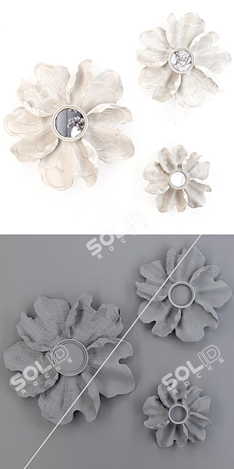 White Flower Wall Decor: Elegant Resin Art 3D model image 3