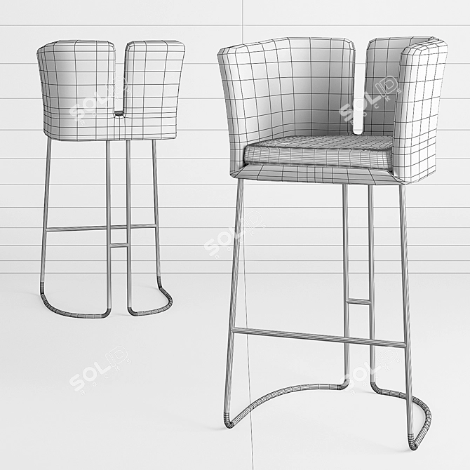 Sleek Modern Bar Chair 3D model image 2