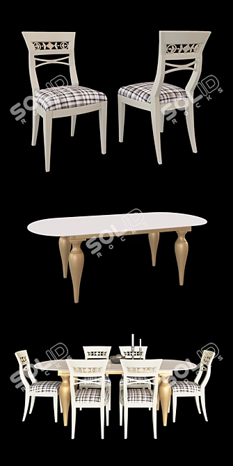 Italian Classic Table and Chair 3D model image 2