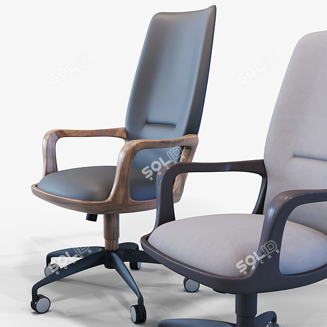 Vossia Leather Armchair: Elegant Design in American Walnut 3D model image 3