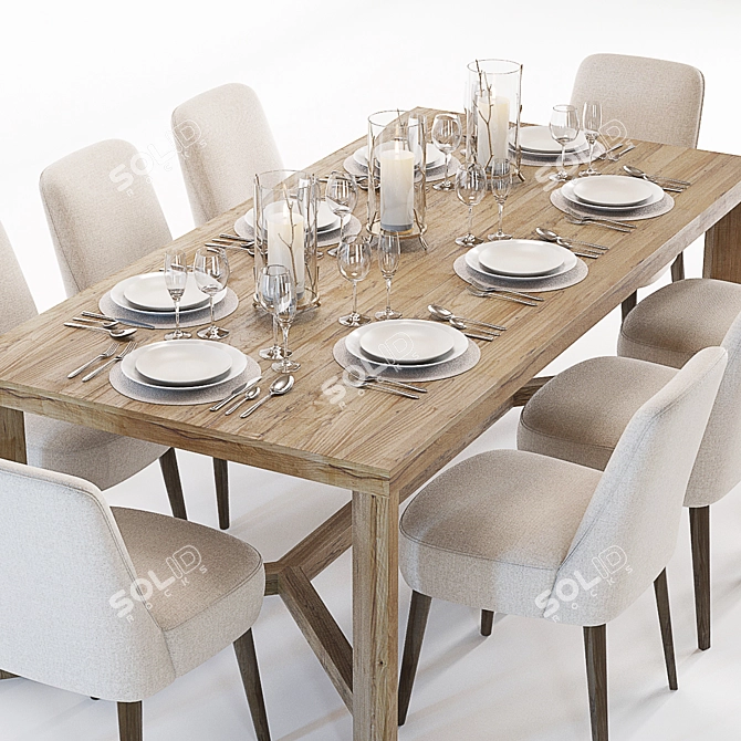 Glamorous Gernoble & Torino Table Set 3D model image 2