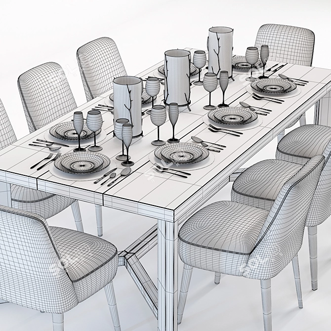 Glamorous Gernoble & Torino Table Set 3D model image 3