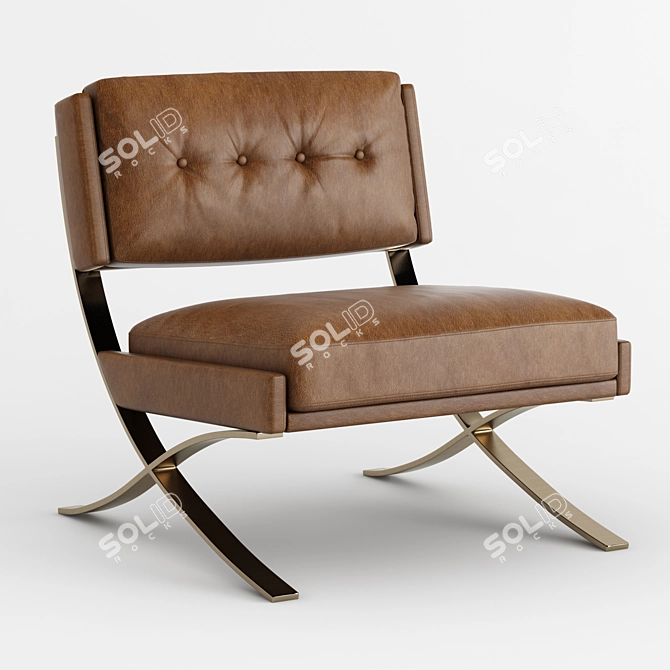 Modern Metal Frame Leather Club Chair 3D model image 1