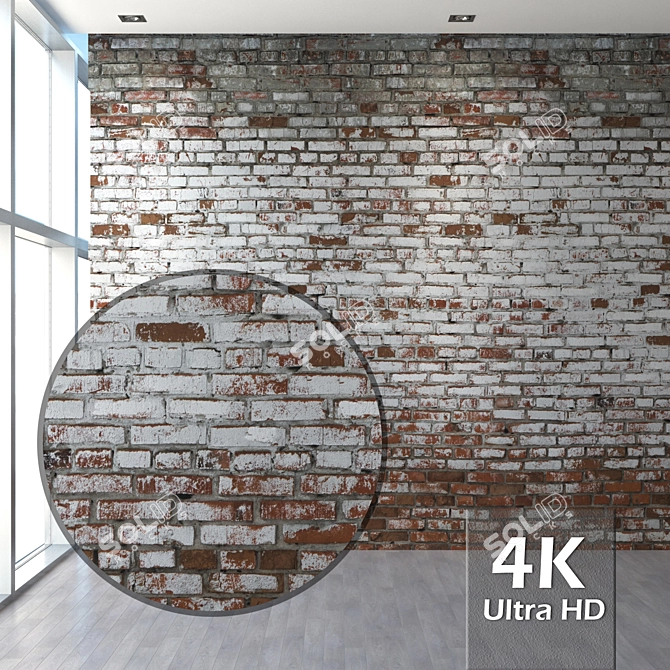 Weathered Brick Wall Texture 3D model image 1