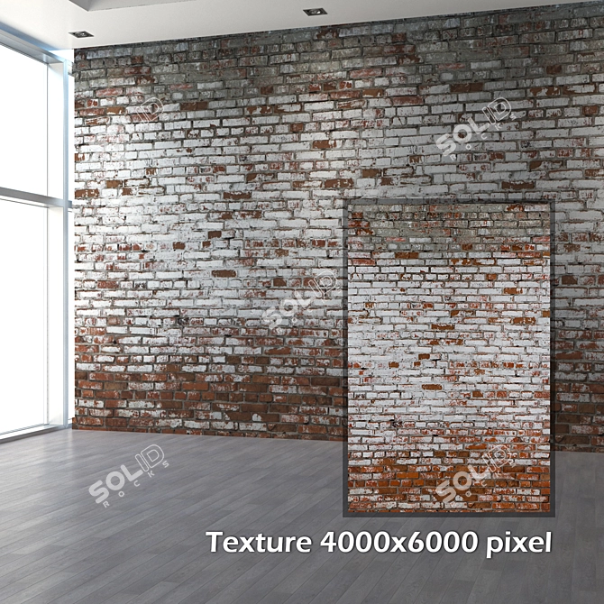 Weathered Brick Wall Texture 3D model image 2