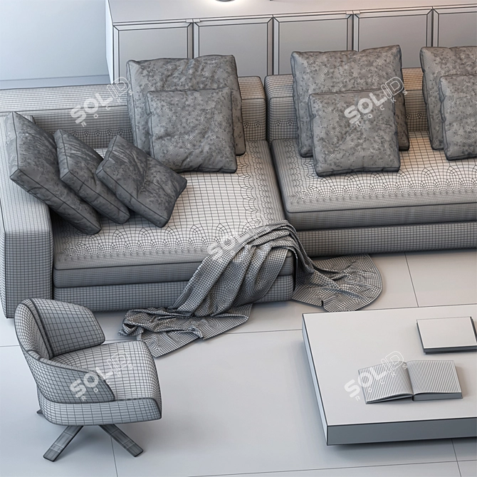 Modern Minotti Set 15: Sofa, Ottoman, Chair & More 3D model image 3